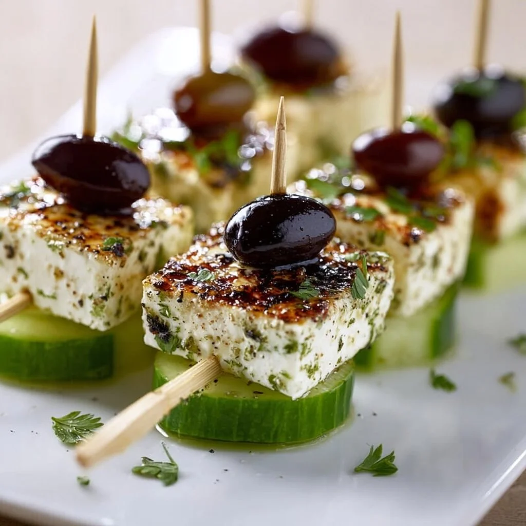 Einfache Feta Spieße mit Gurke