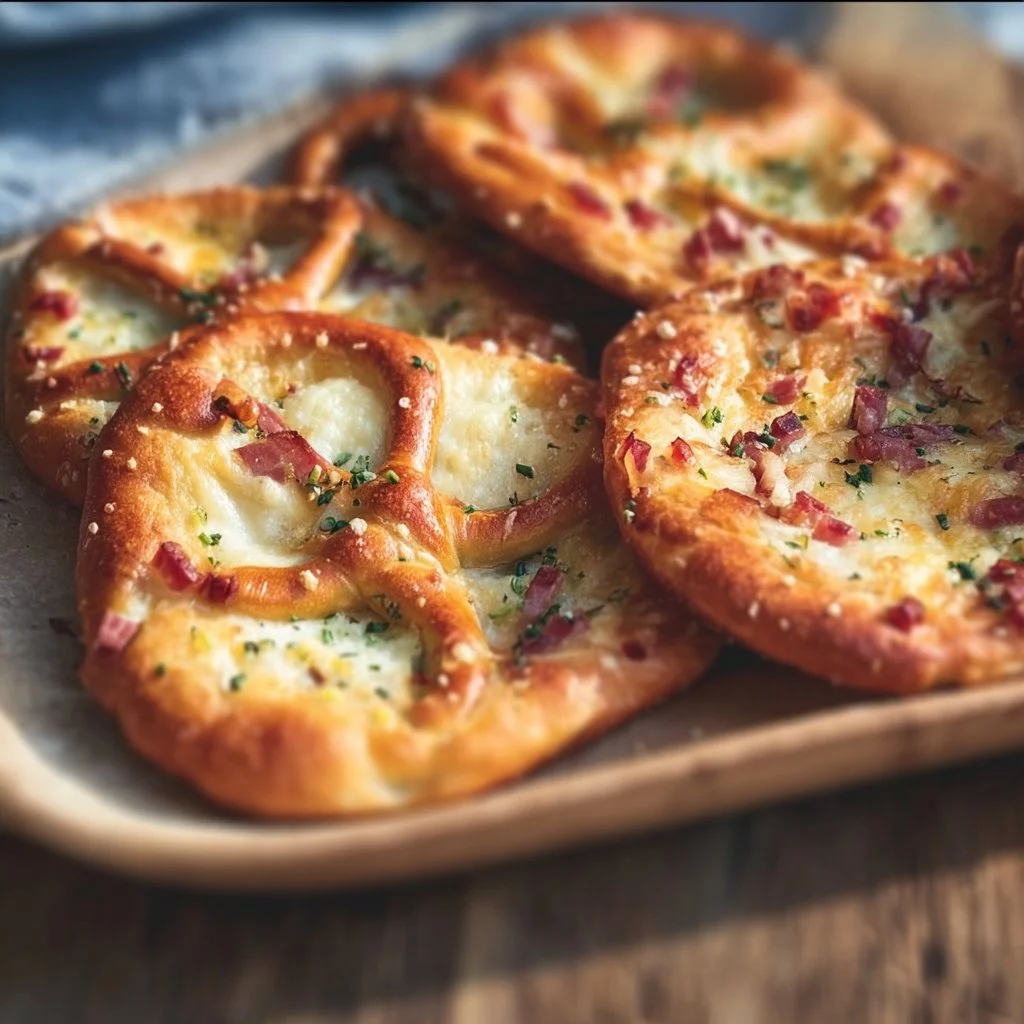 Flammkuchen Brezeln - Partysnack zum Vorbereiten