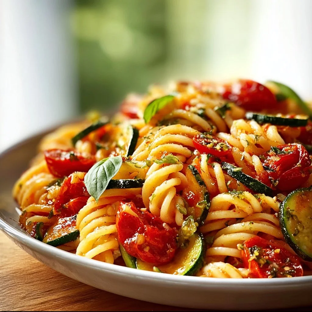Gesunde Tomaten-Zucchini-Pasta