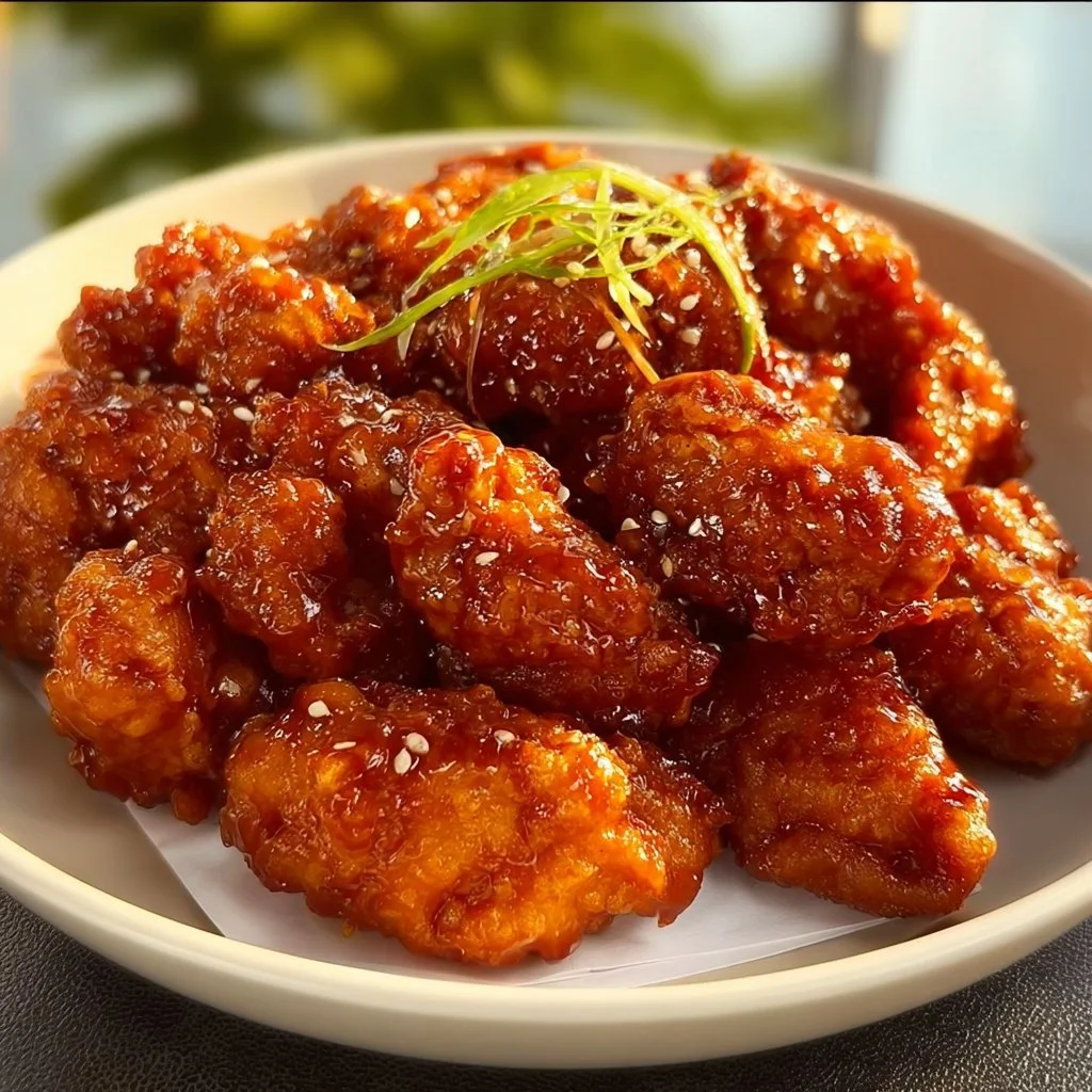 Gesundes koreanisches frittierte Hühnchen, knusprig und lecker zubereitet.