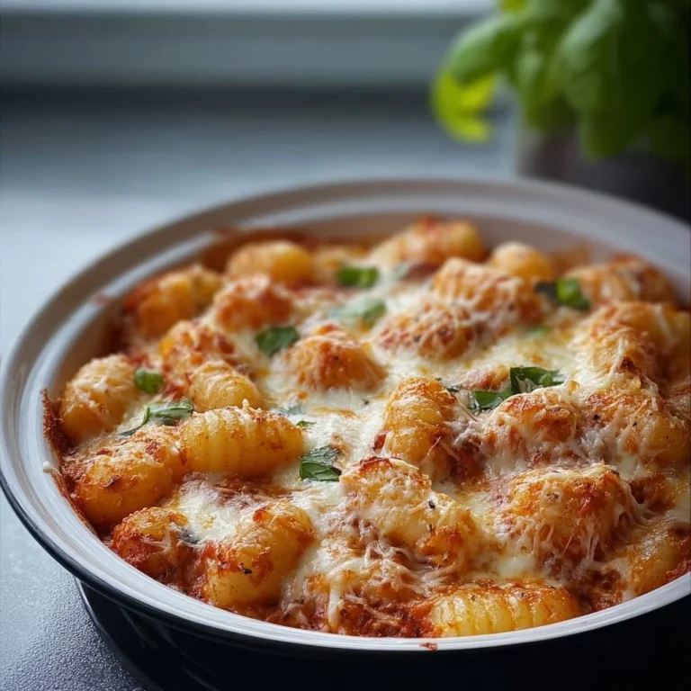 Leckerer Gnocchi Auflauf aus dem Airfryer mit geschmolzenem Käse