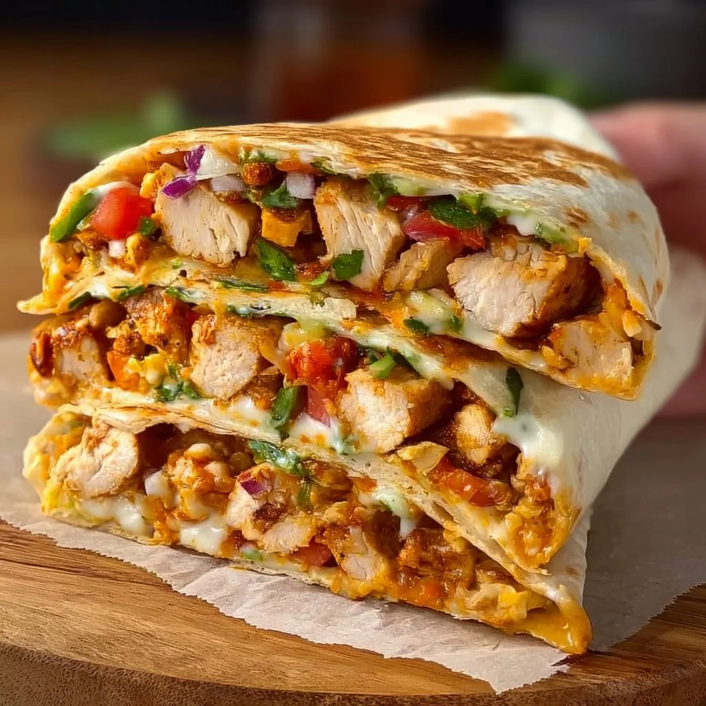 Hoher Protein Hähnchen Crunch Wrap Supreme