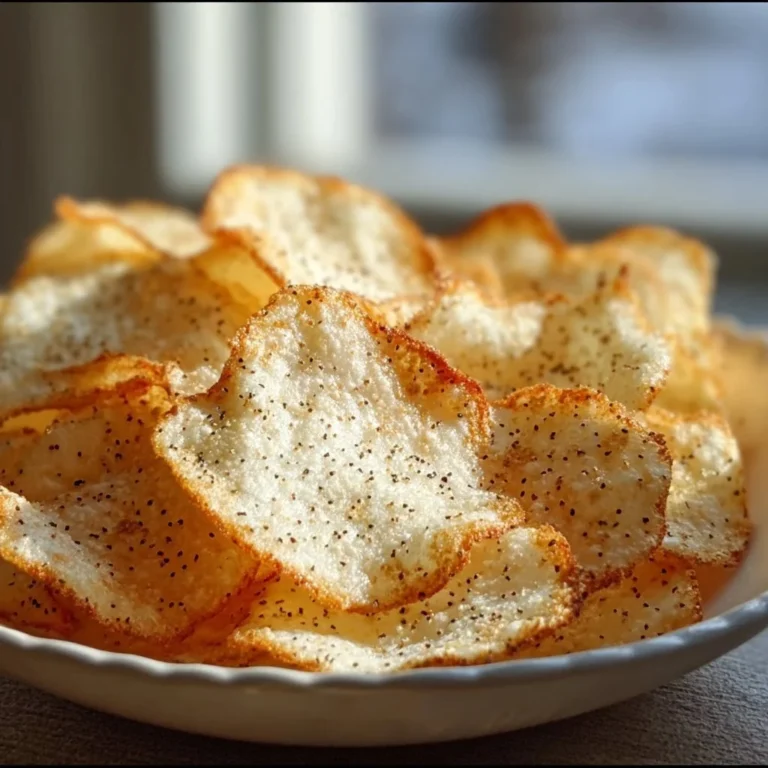 Knusprige Hüttenkäse-Chips auf einem Teller serviert.