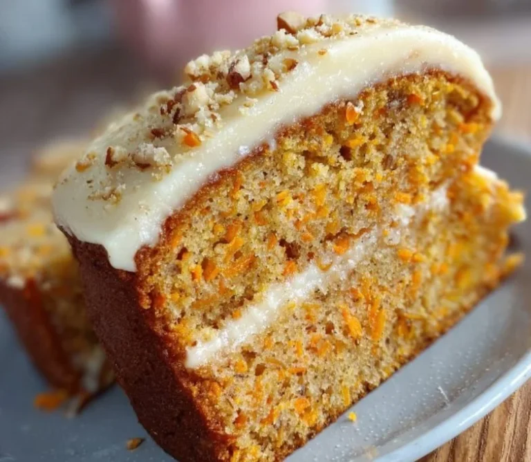 Leckerer Karotten-Bananen-Kuchen auf einem Tisch mit frischem Obst