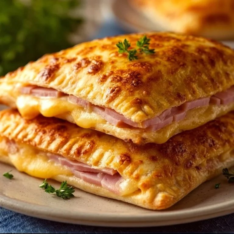 Knusprige Schinken-Käse-Taschen frisch aus dem Ofen serviert