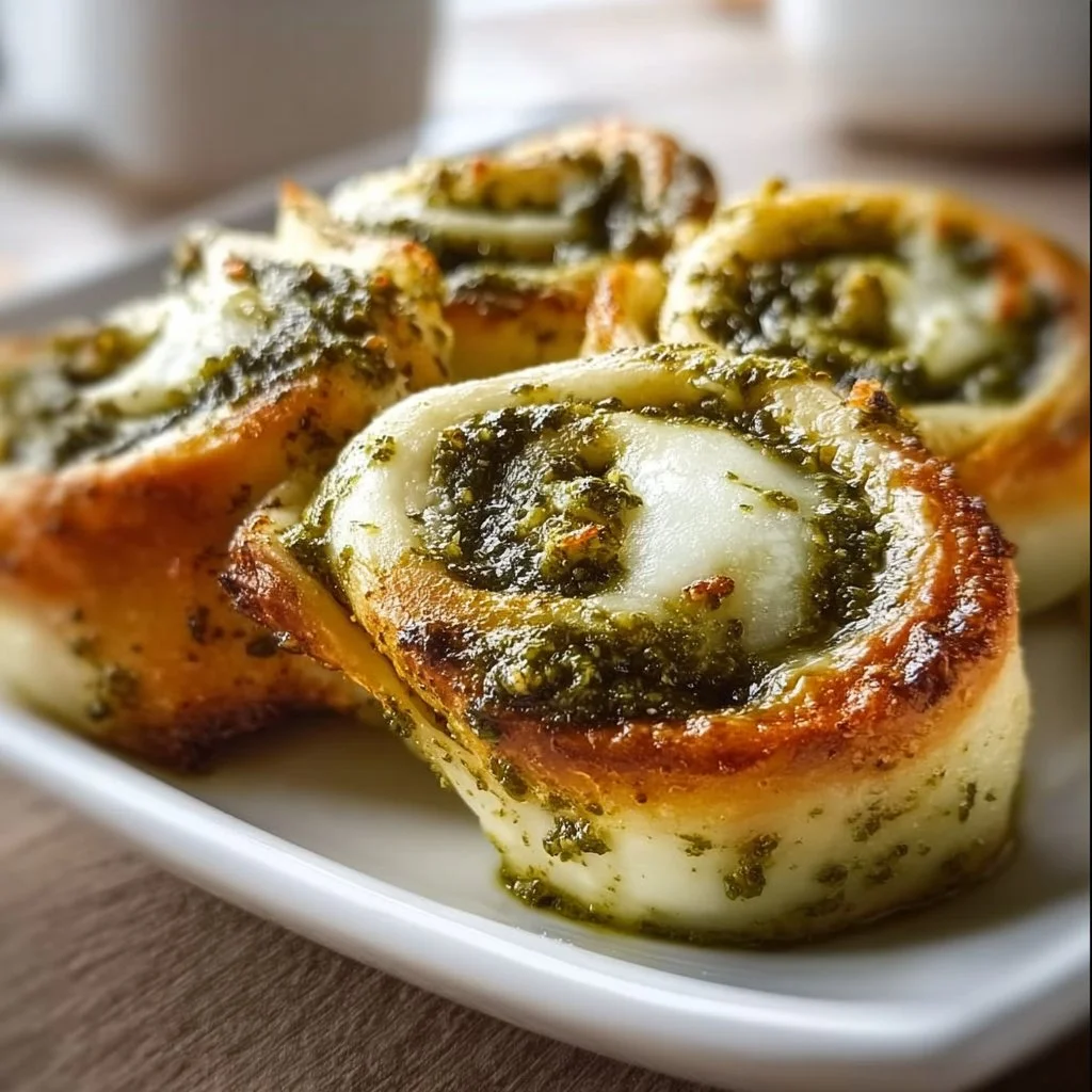 Pizzaschnecken mit Pesto und Mozzarella