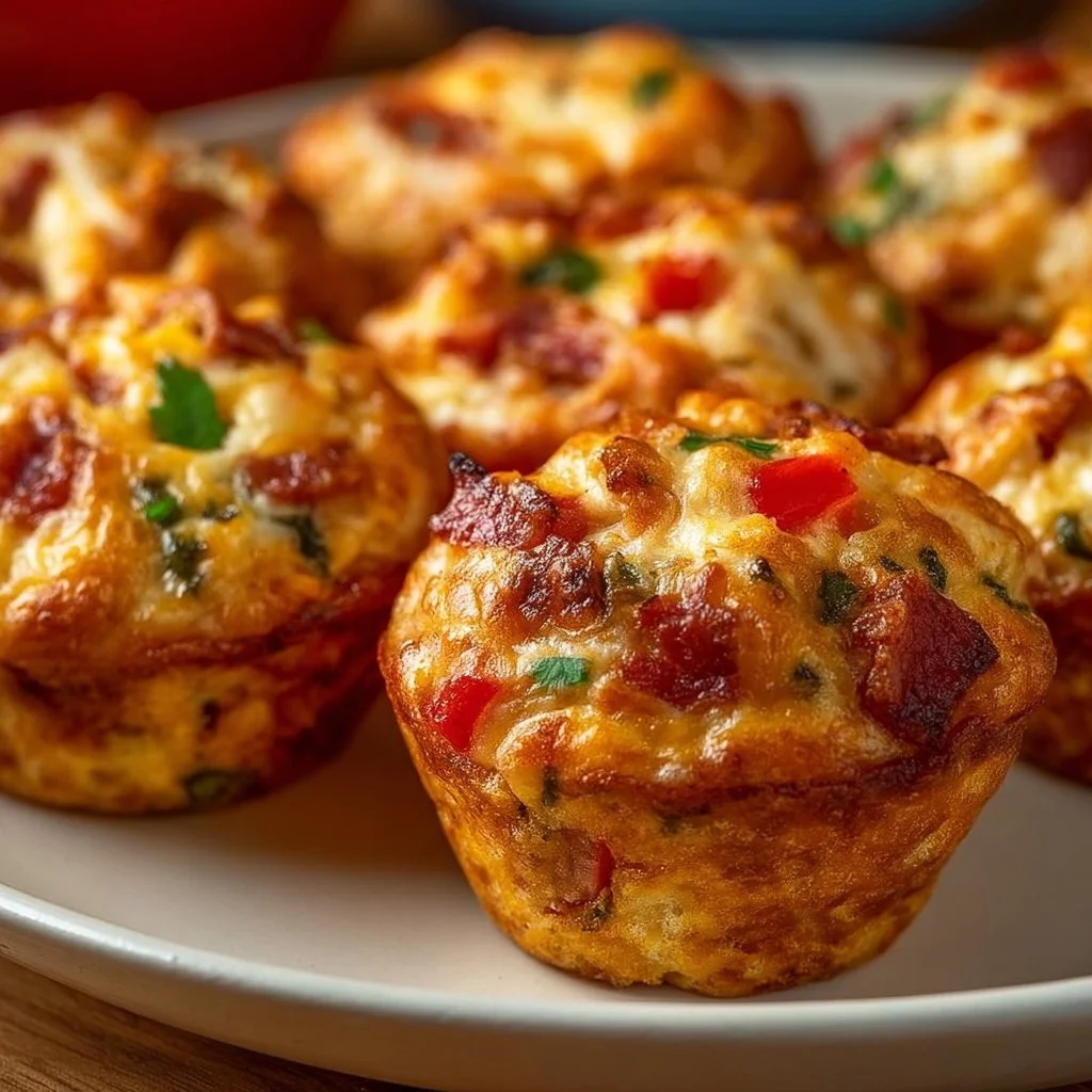 Saftige Pizza-Muffins frisch gebacken auf einem Tisch