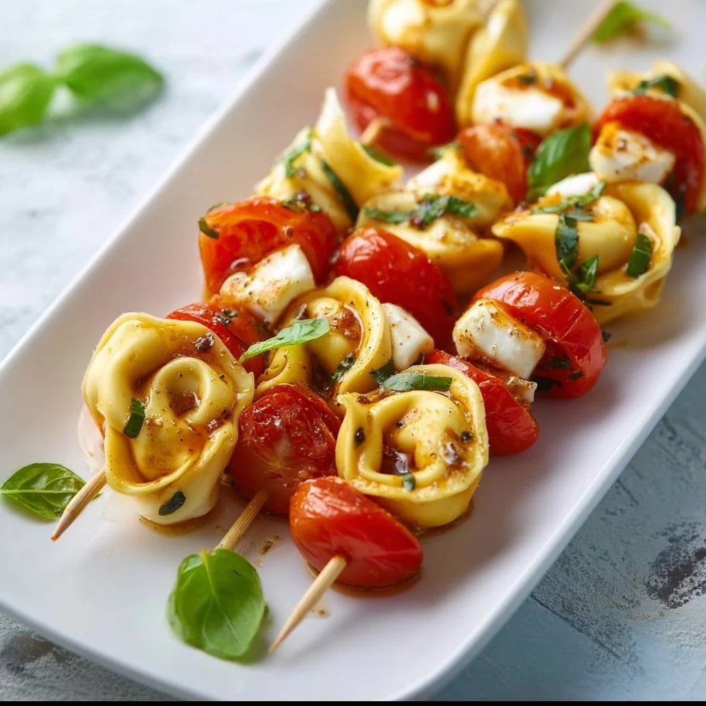 Tortellini-Spieße mit Tomate und Mozzarella
