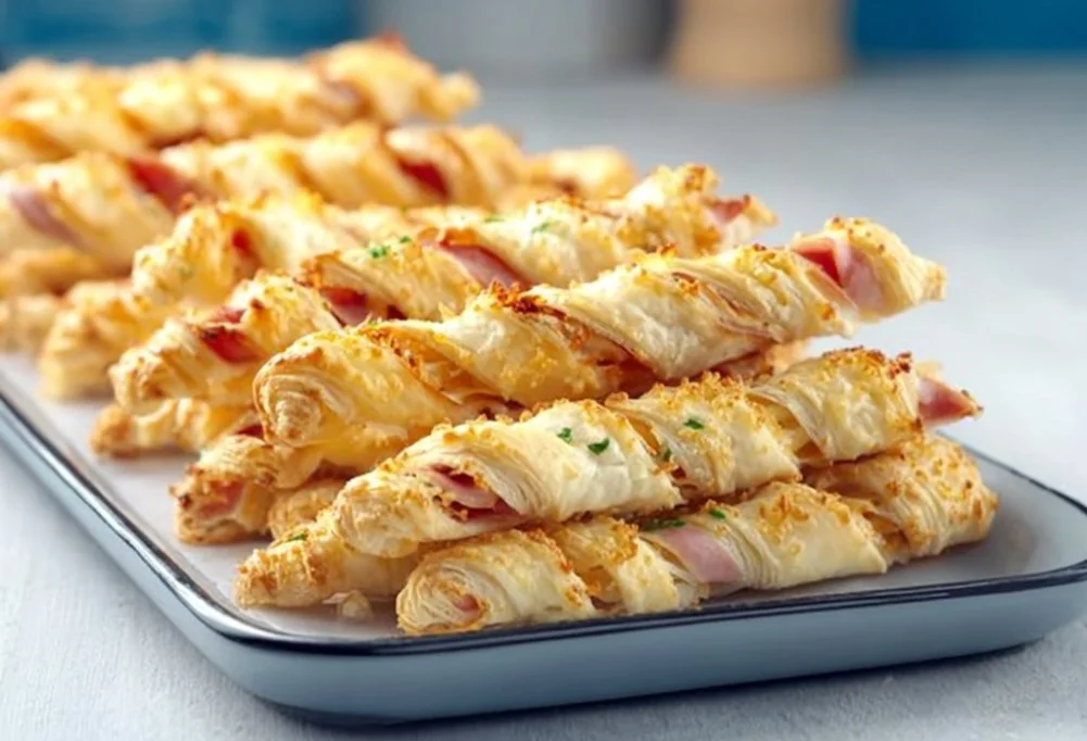 Blätterteigstangen mit Schinken und Käse