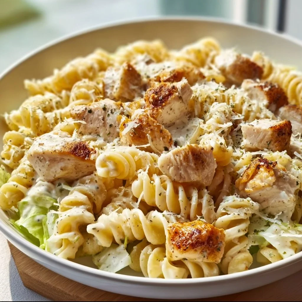 Cremige Hähnchen-Pasta mit frischem Gemüse und aromatischen Gewürzen