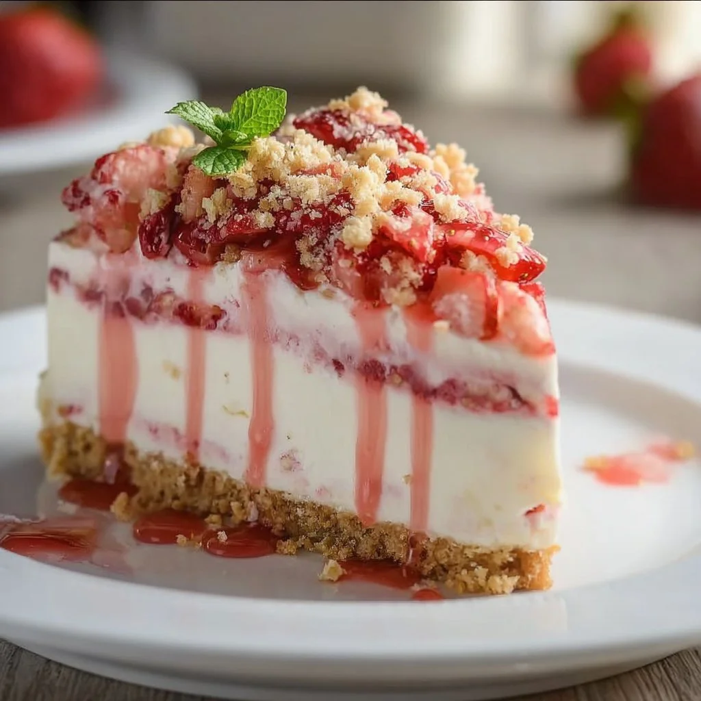 Erdbeer Crunch Käsekuchen ohne Backen