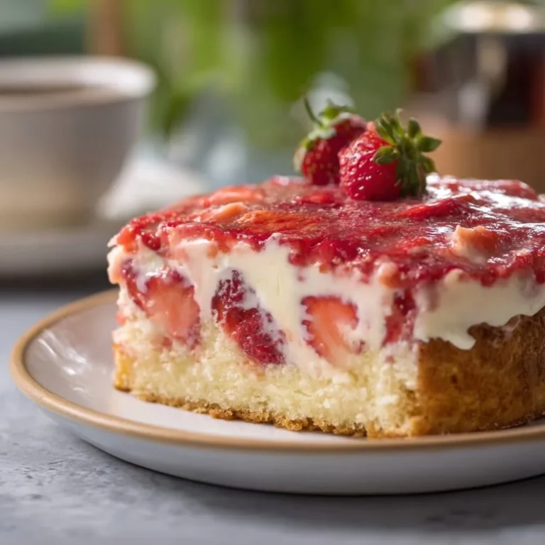 Erdbeer Schmandkuchen mit frischen Erdbeeren und cremigem Schmand.