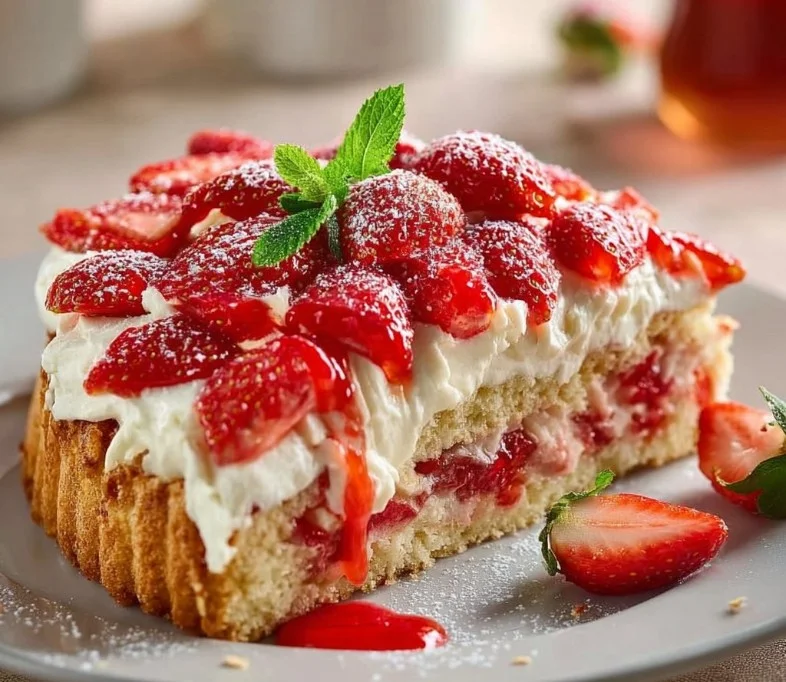 Erdbeerkuchen mit Mascarpone-Creme und Mandelboden