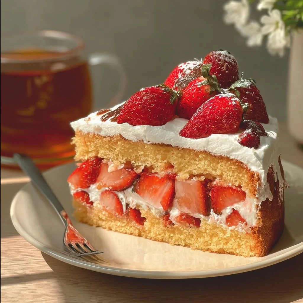 Fantakuchen mit Erdbeeren