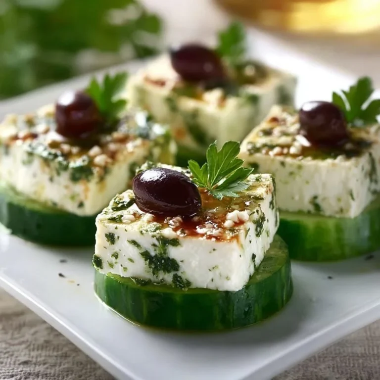 Feta-Cucumber-Canapés auf einem eleganten Servierteller