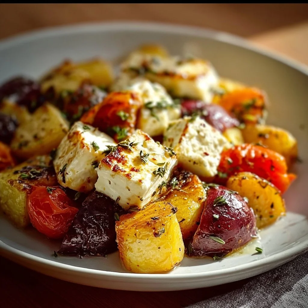 Ofengemüse mit Feta und Kartoffeln frisch aus dem Backofen