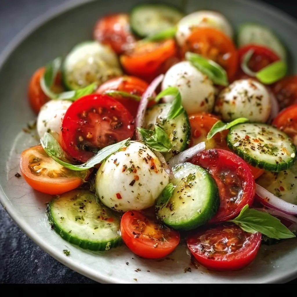 Frischer Gurken-Caprese-Salat (10-Minuten-Sommerrezept)