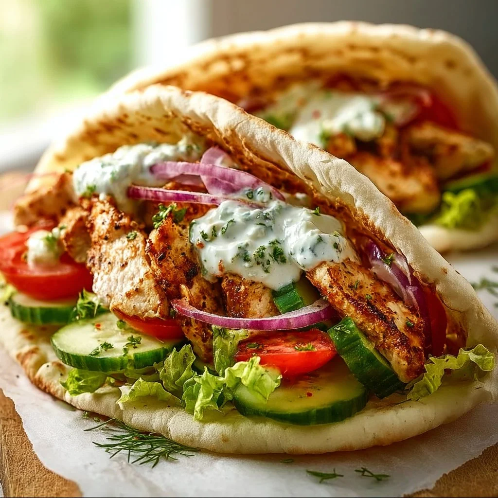 Griechisches Hähnchen in Fladenbrot