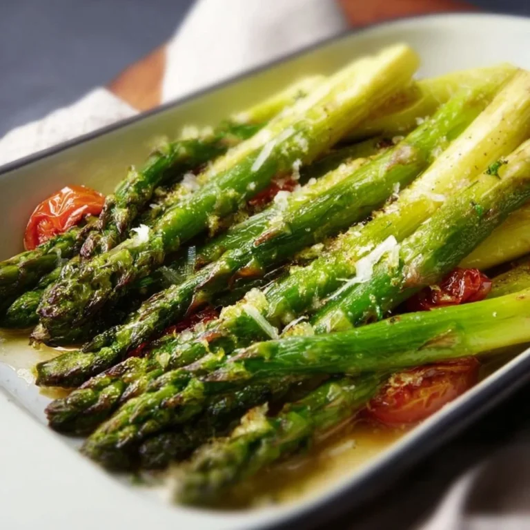 Gerösteter grüner Spargel aus dem Backofen, lecker und gesund zubereitet.