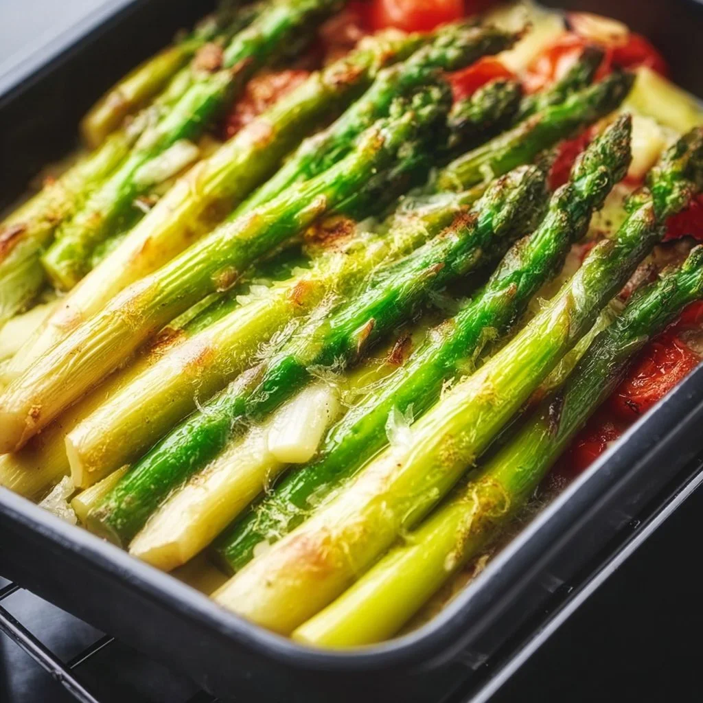 Grüner Spargel im Backofen