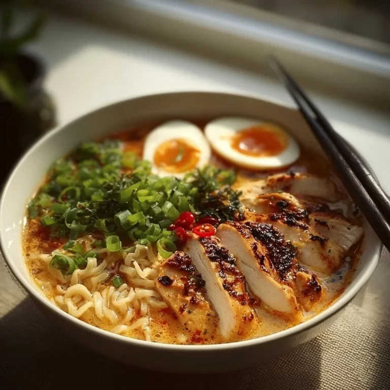 Schüssel mit leckerem Hähnchen Ramen für romantische Abende