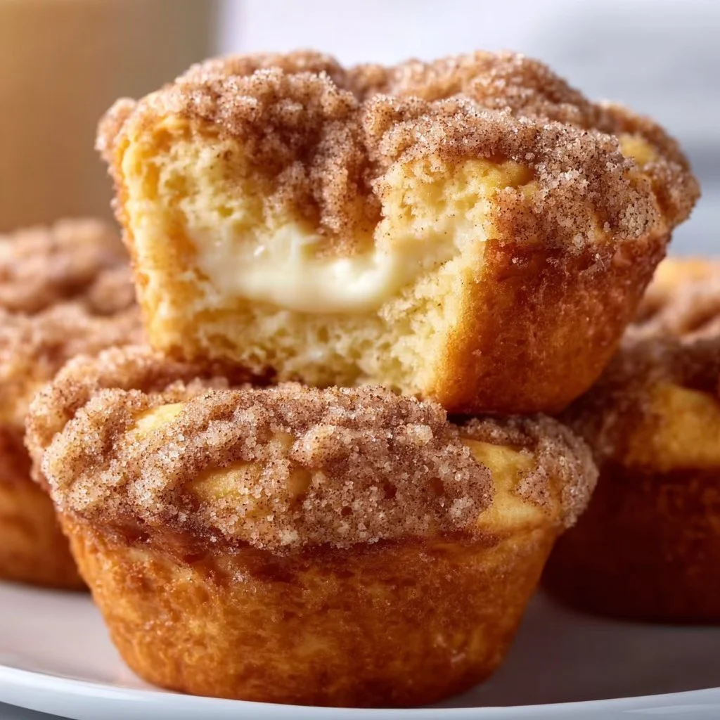 Leckere Zimt-Cheesecake-Muffins frisch gebacken auf einem Teller