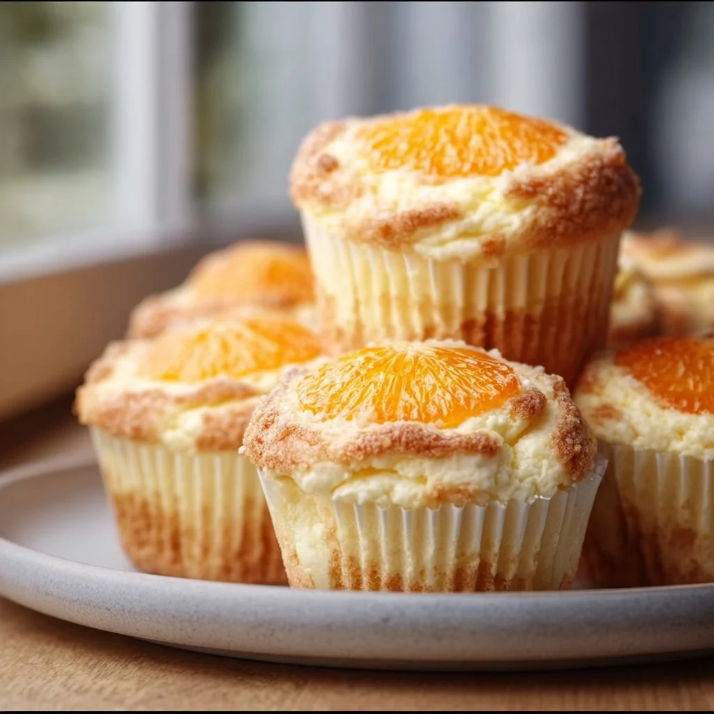 Käsekuchen Muffins frisch gebacken auf einem Tisch