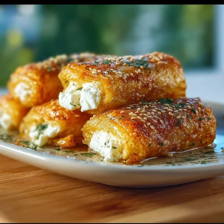 Knusprige Ofen-Feta-Röllchen auf einem Teller serviert