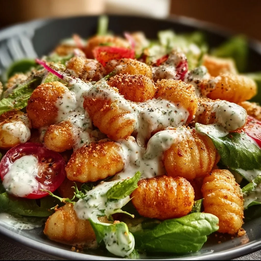 Knuspriger Gnocchi-Salat mit Joghurt-Dressing