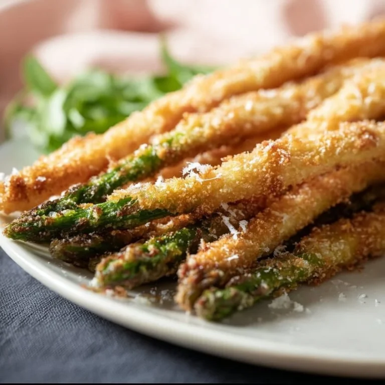 Knuspriger Parmesan Spargel aus dem Ofen auf einem Teller serviert