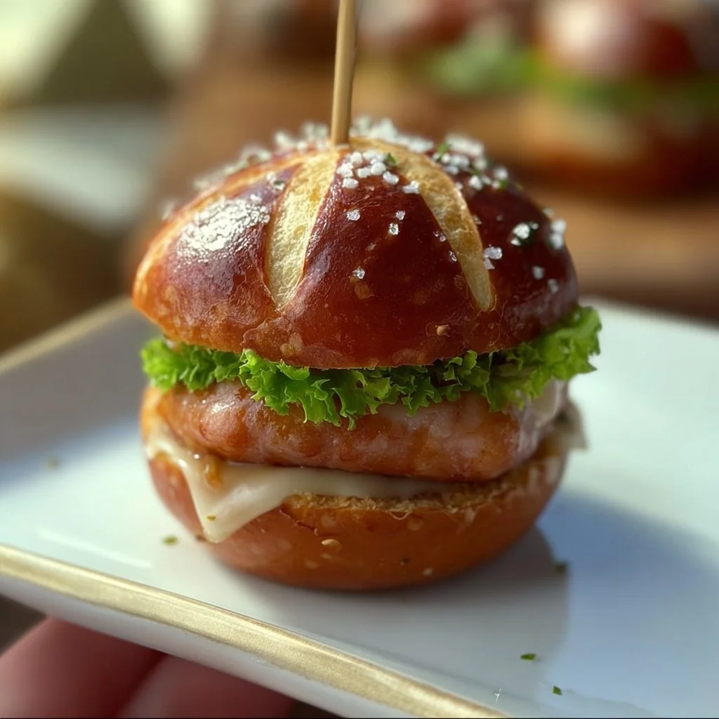 Mini Laugen Burger mit Leberkäse
