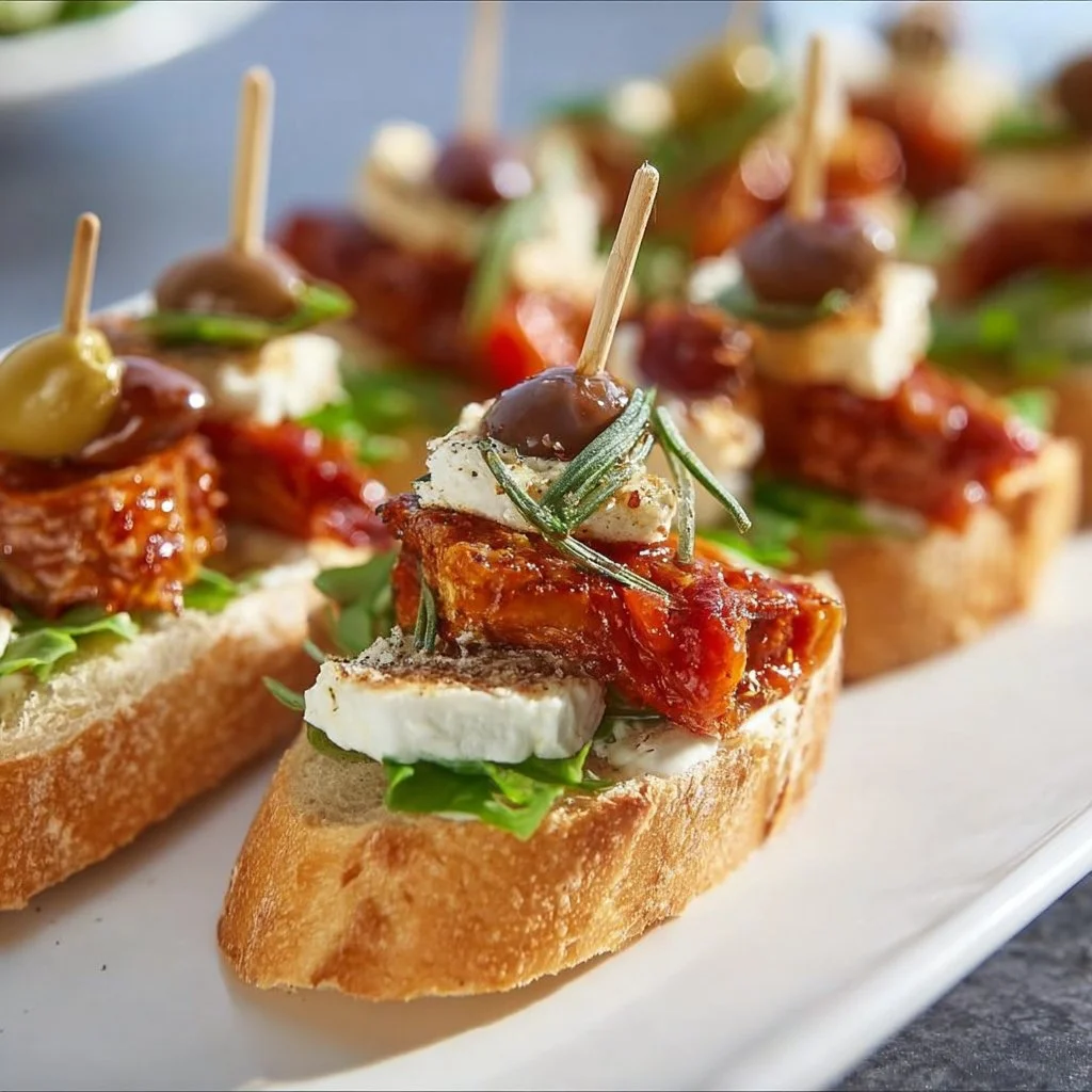 Party-Spießchen auf Baguette
