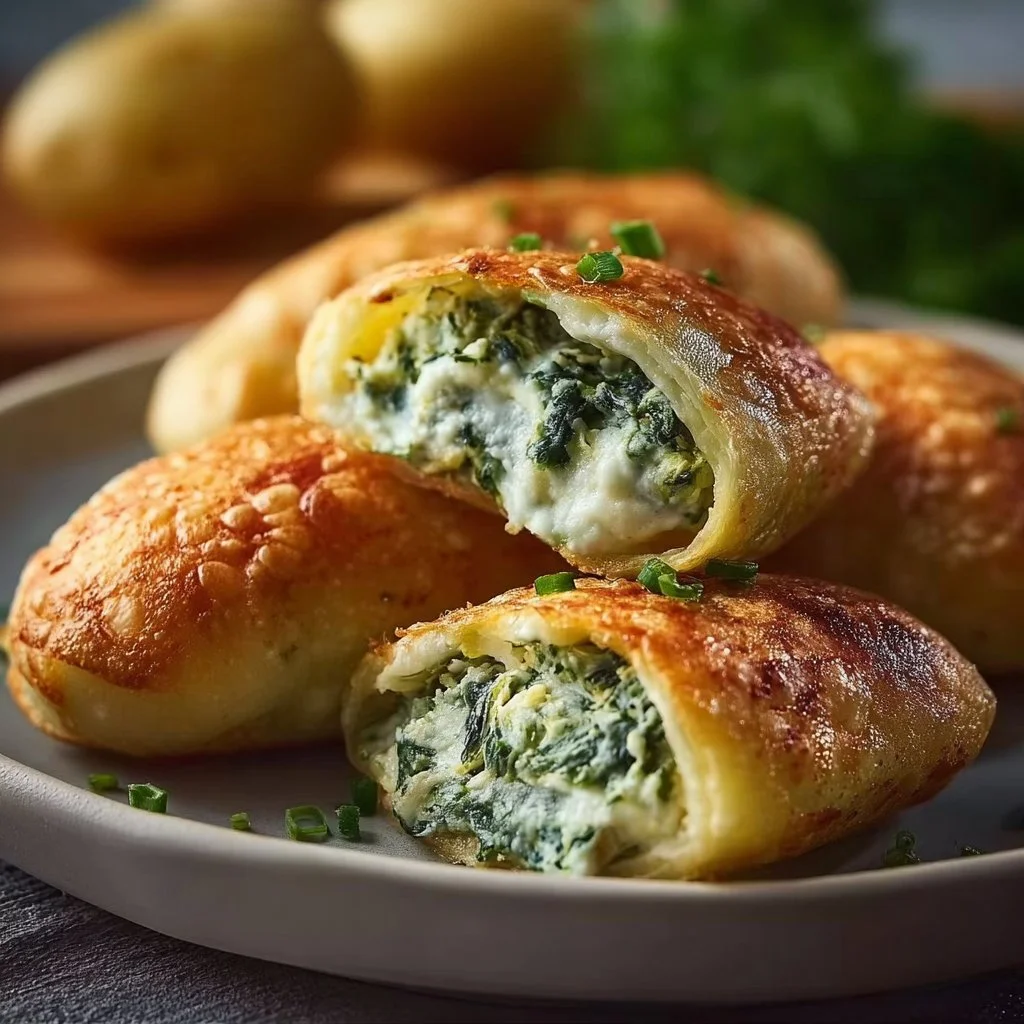 Potato pockets with spinach cream cheese filling