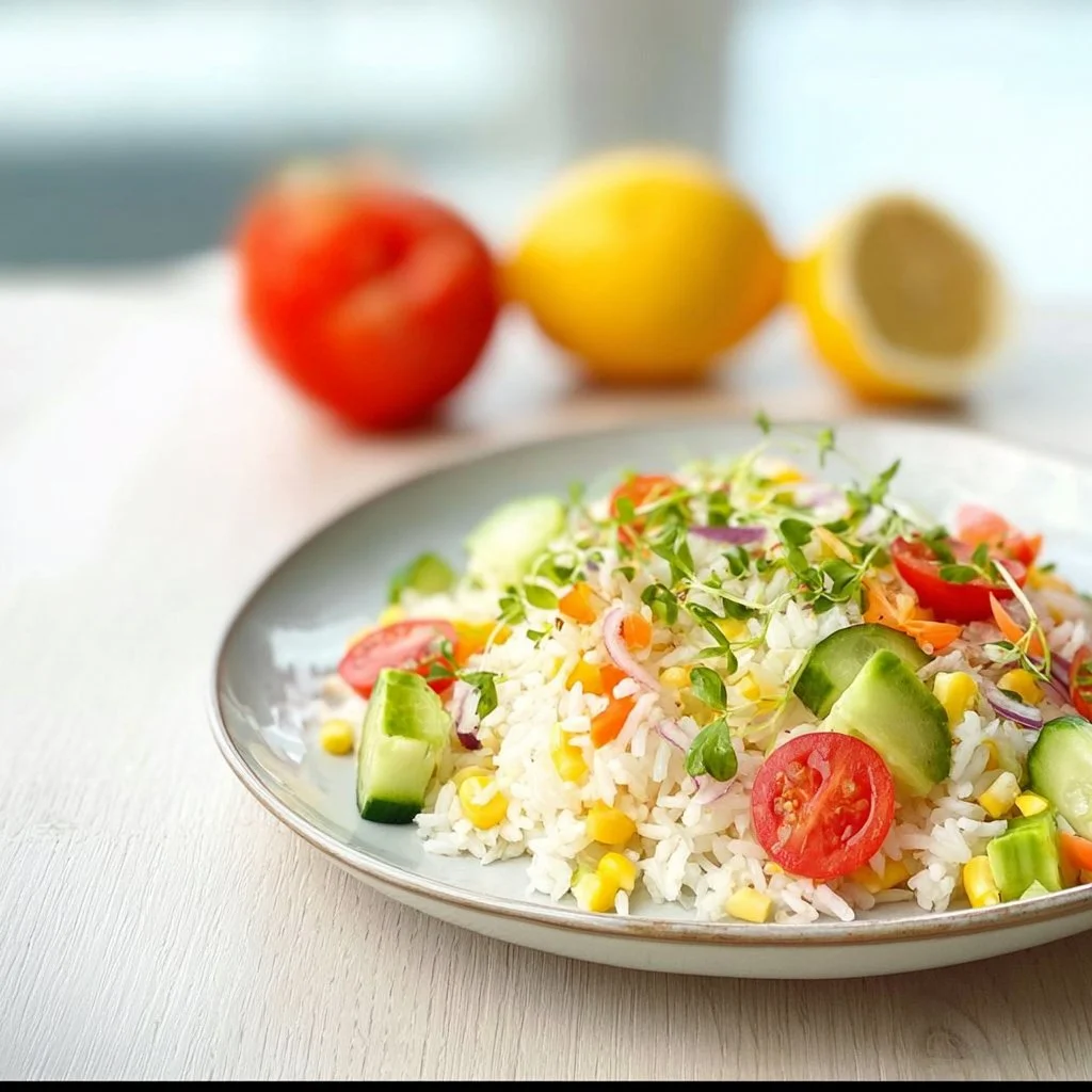 Reissalat mit frischem Zitronen-Dressing