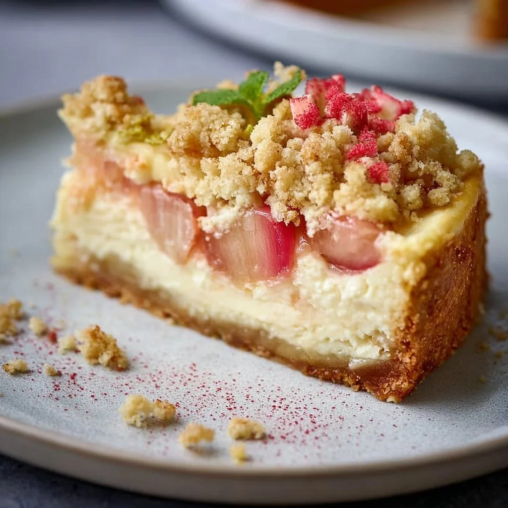Rhabarber Käsekuchen mit Streuseln