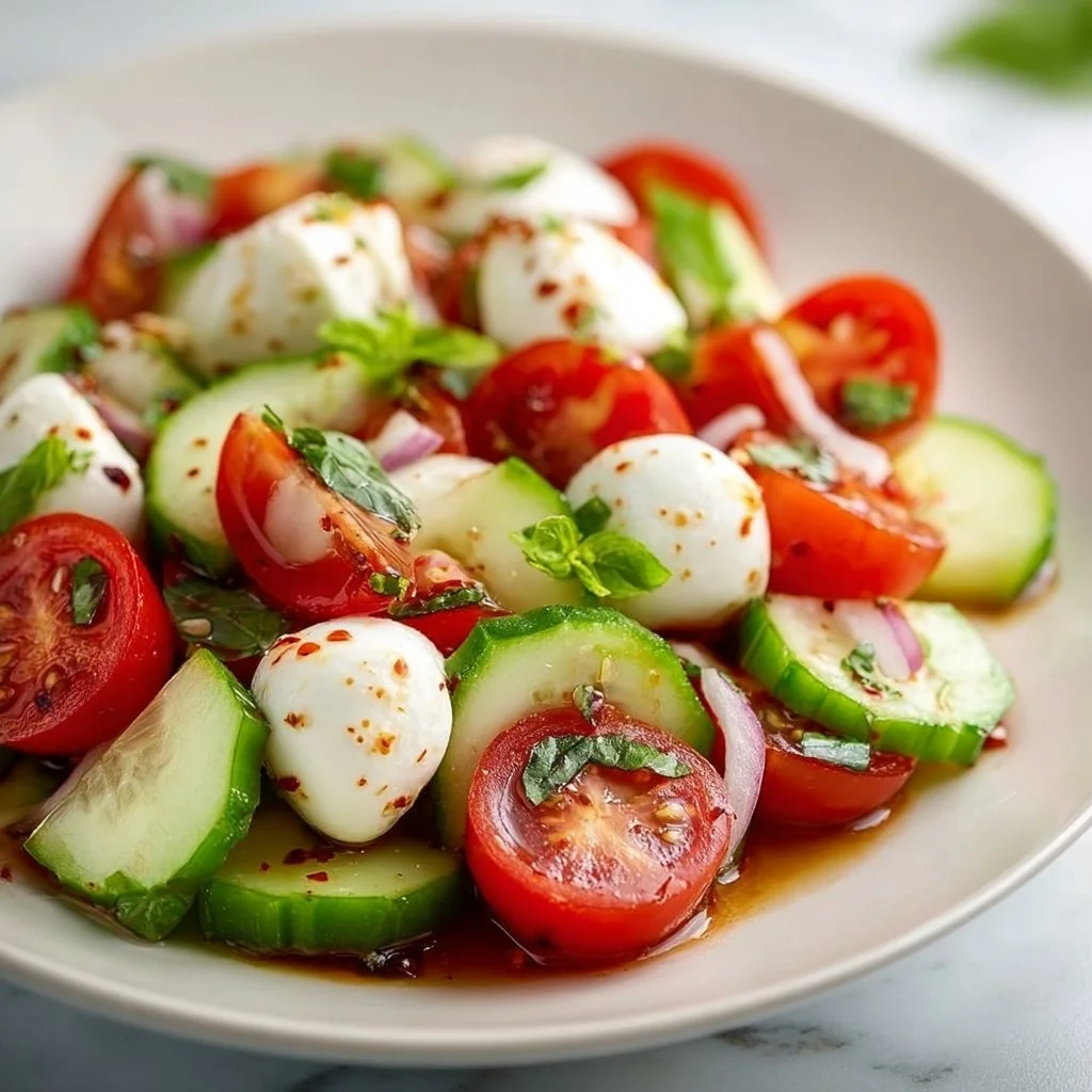 Saftiger Gurken-Caprese-Salat