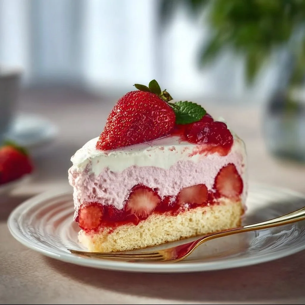 Frische Erdbeer-Quark-Torte mit saftigen Erdbeeren und cremigem Quark