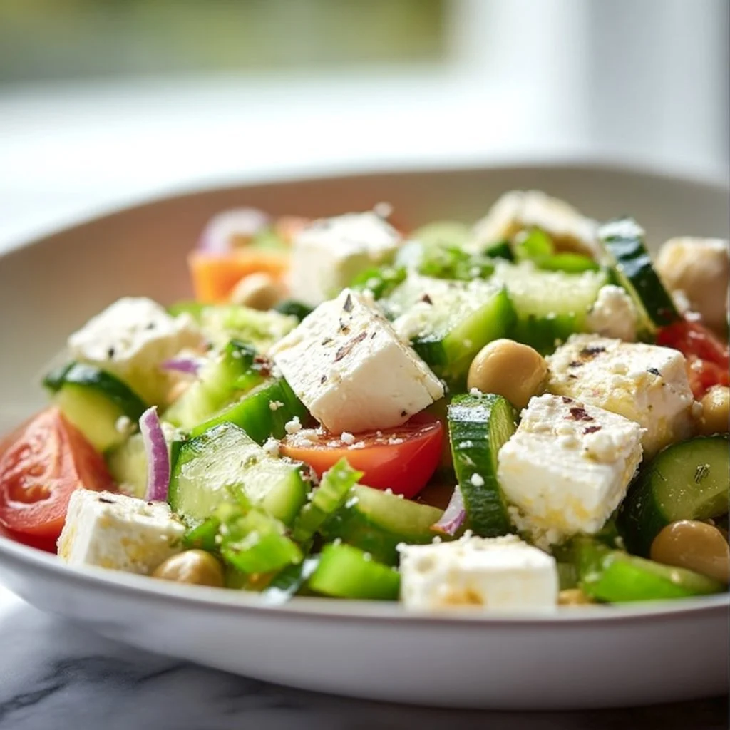 Sommersalat mit Feta und frischen Gemüsezutaten