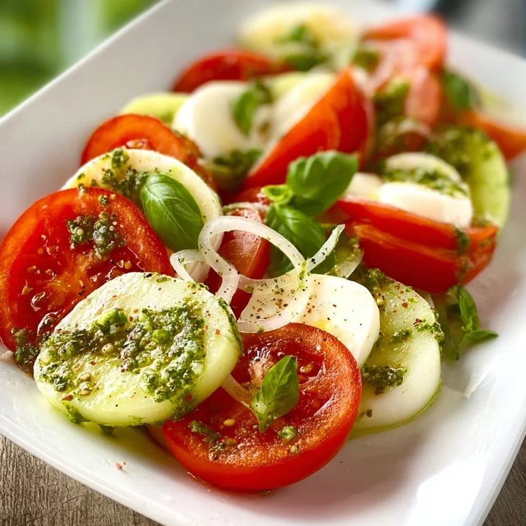 Tomaten Mozzarella Salat mit Pesto