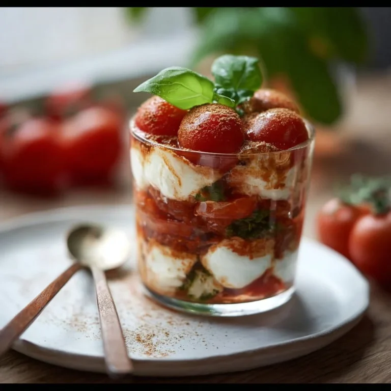Tomaten-Mozzarella-Tiramisu im Glas mit frischen Zutaten