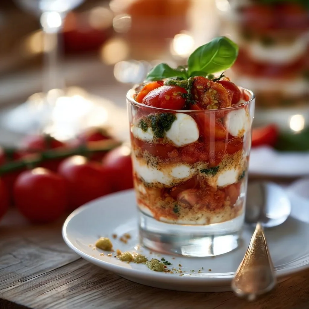 Tomaten-Mozzarella-Tiramisu im Glas