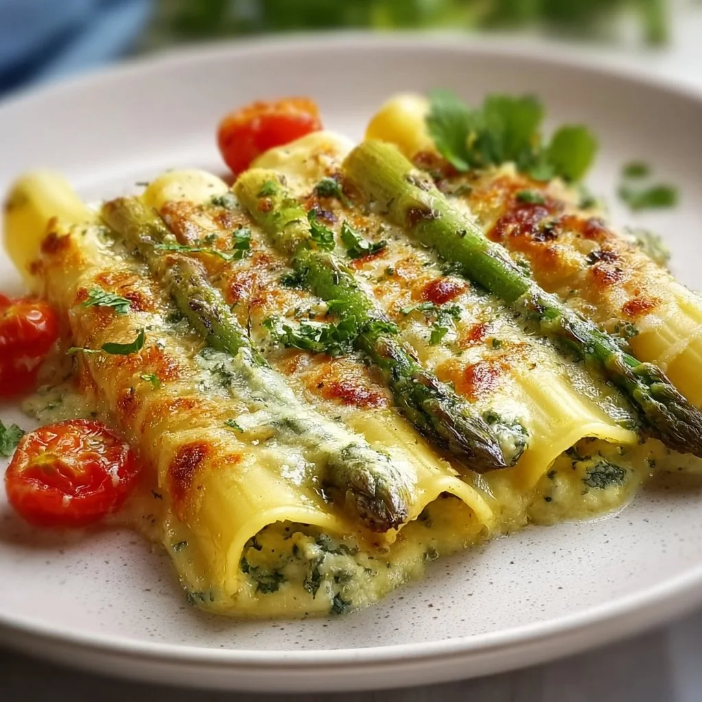 Unglaublich cremige Spargel-Cannelloni mit Kräutersauce