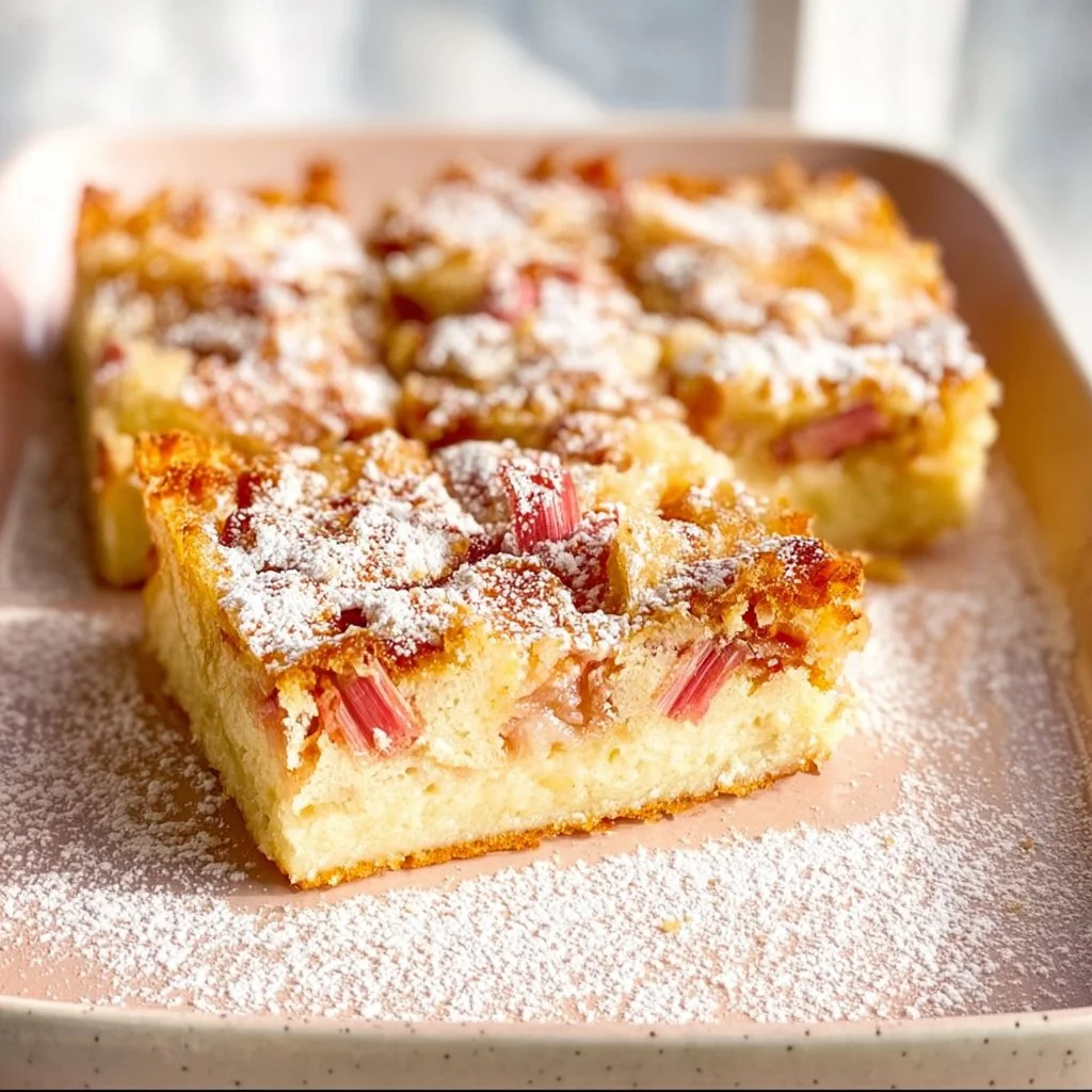 Zauberkuchen mit Pudding und Rhabarber