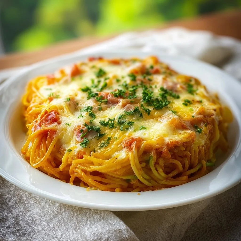 Bunter Spaghetti-Auflauf