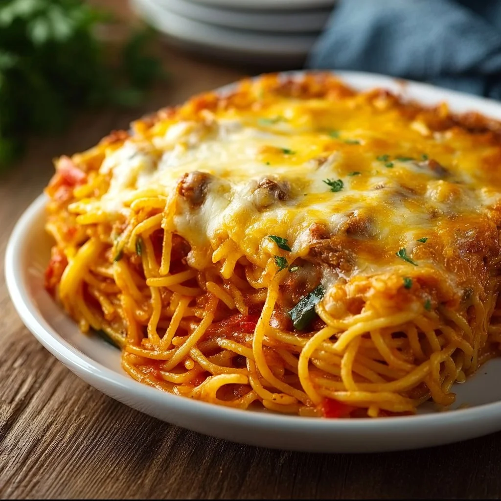 Bunter Spaghetti-Auflauf