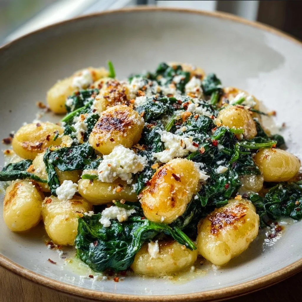 Cremige Gnocchi mit Spinat und Feta
