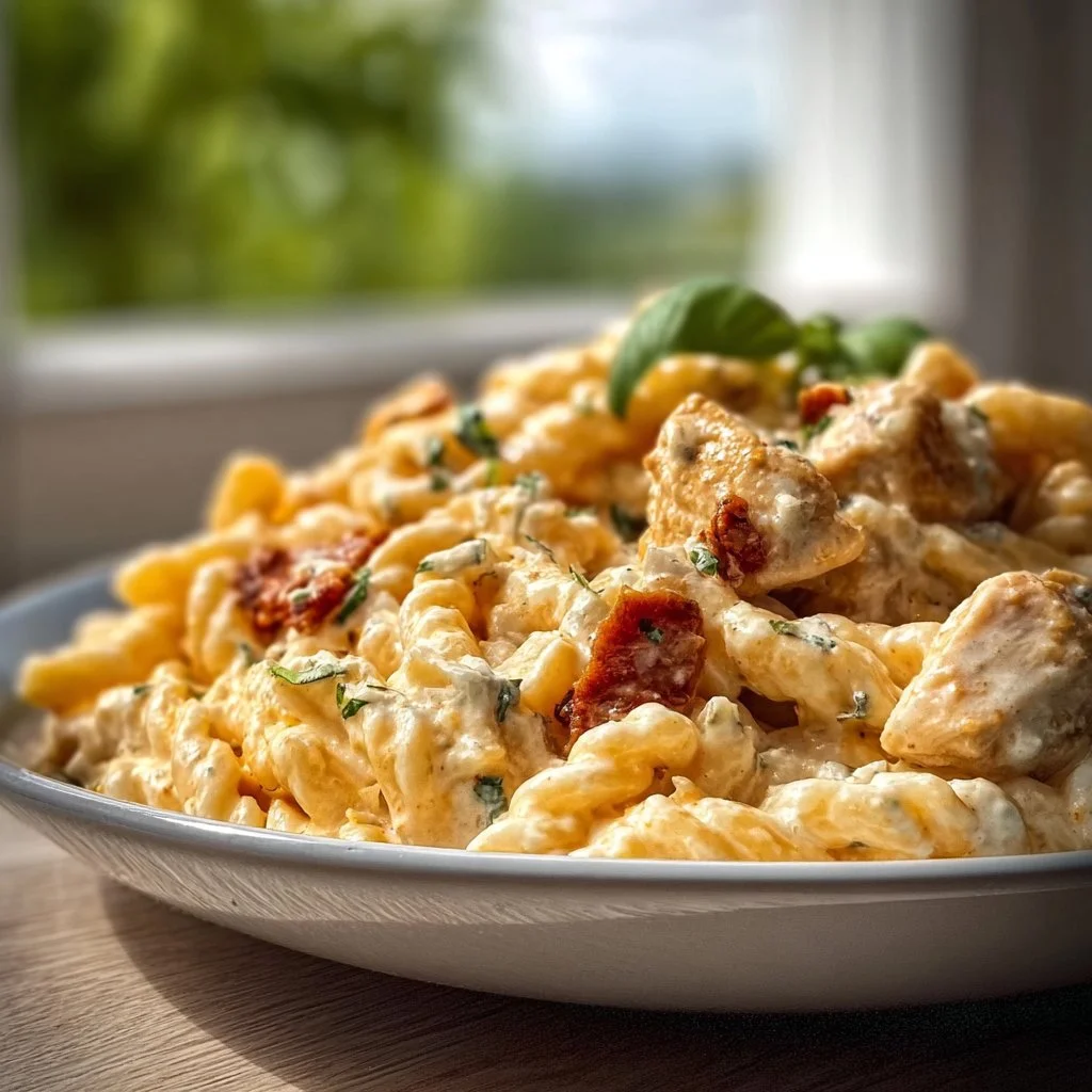Cremige Hähnchen-Feta-Pasta