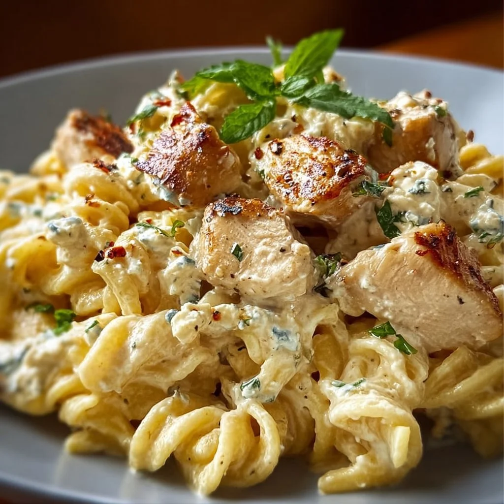 Cremige Hähnchen-Feta-Pasta