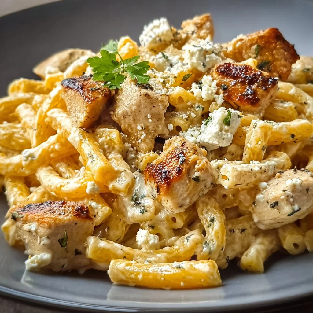 Cremige Hähnchen-Feta-Pasta