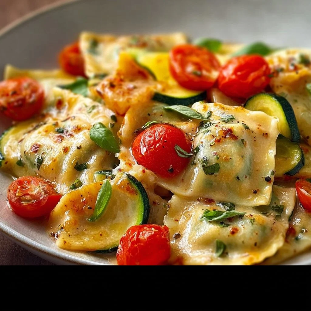 Cremige Maultaschenpfanne mit Zucchini und Tomaten